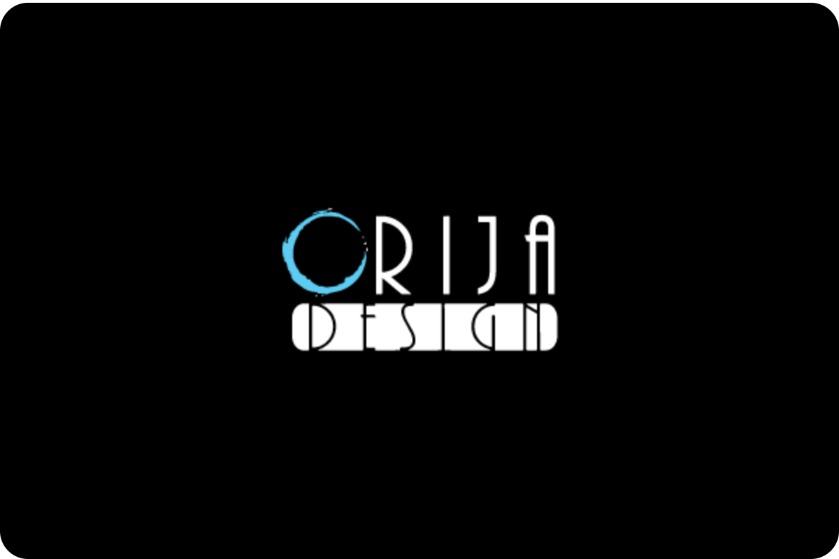 The image features the "Orija Design" logo, with a stylized blue circle encircling the capital "O" in "Orija," associated with the Gift Card.
